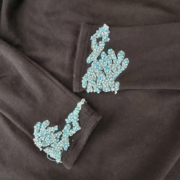 Cynthia Rose Sz L Sweatshirt Silk Cashmere Long Sleeve Embellished Cuffs - Picture 5 of 7